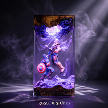 Captain America vs Thanos Resin Lamp, Marvel resin art lamp