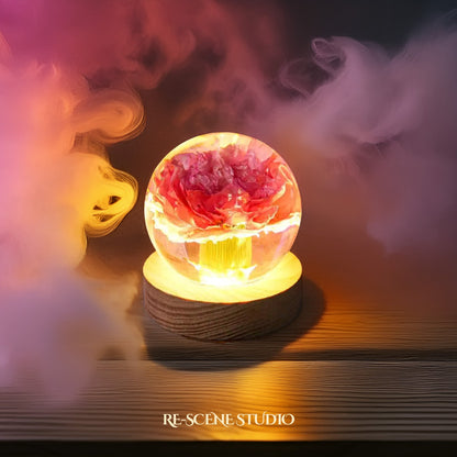 Carnation Sphere Resin Lamp Flower Only / No Engraving / Green, Handmade Epoxy Resin Lamp