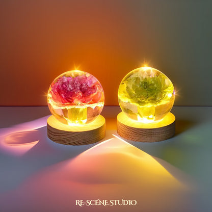Carnation Sphere Resin Lamp Flower Only / No Engraving / Green – Handmade Epoxy Resin Lamp by Rescene Studio | Rescene Studio