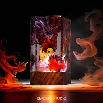 Charmander Resin Epoxy Lamp Multicolor / Size XL: 16 x 7 x 7 (cm) – Handmade Resin Lamp by Rescene Studio | Rescene Studio