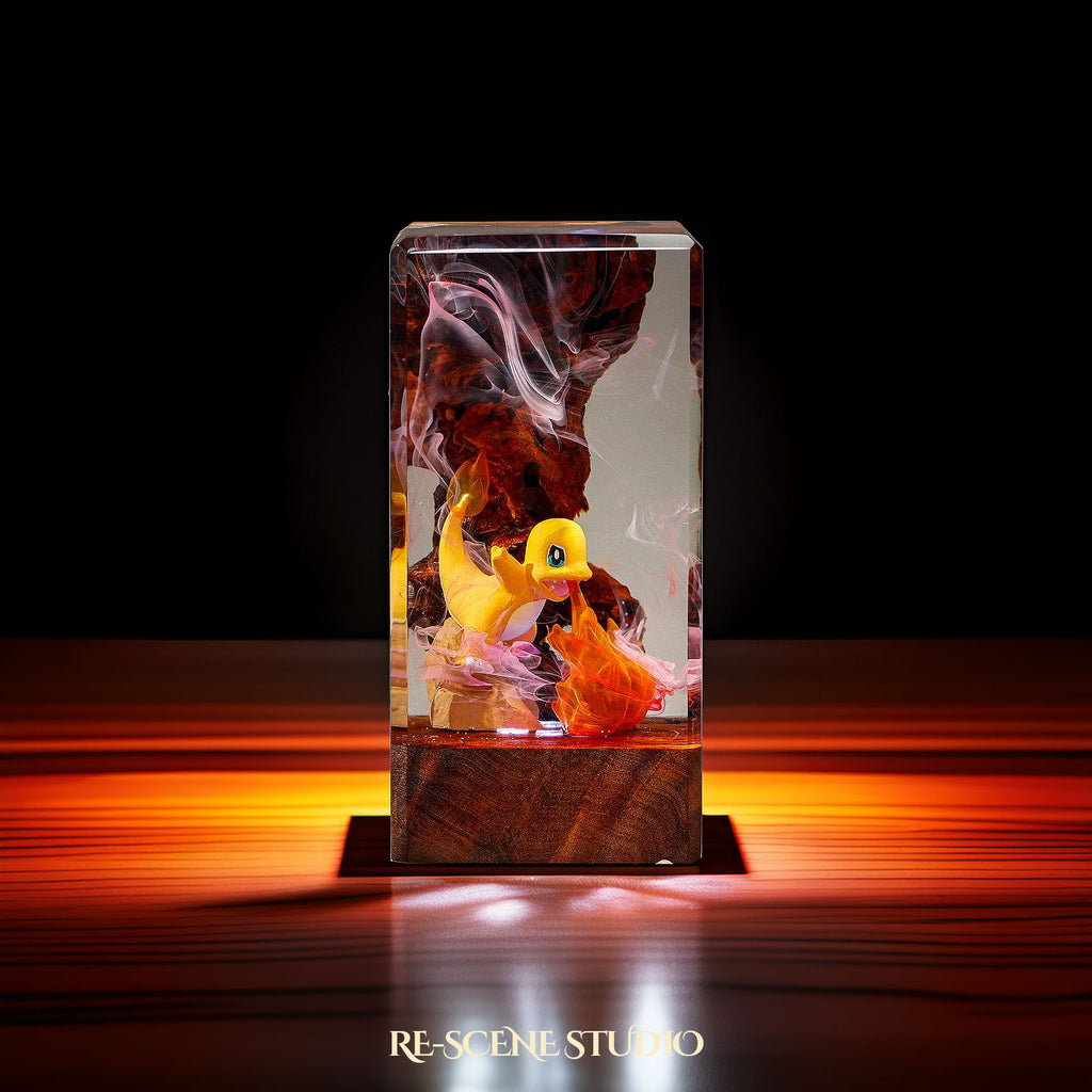 Charmander Resin Epoxy Lamp Multicolor / Size XL: 16 x 7 x 7 (cm) – Handmade Epoxy Resin Lamp by Rescene Studio | Rescene Studio