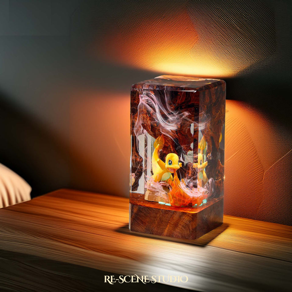 Charmander Resin Epoxy Lamp Multicolor / Size XL: 16 x 7 x 7 (cm) – Handmade Epoxy Resin Lamp by Rescene Studio | Rescene Studio