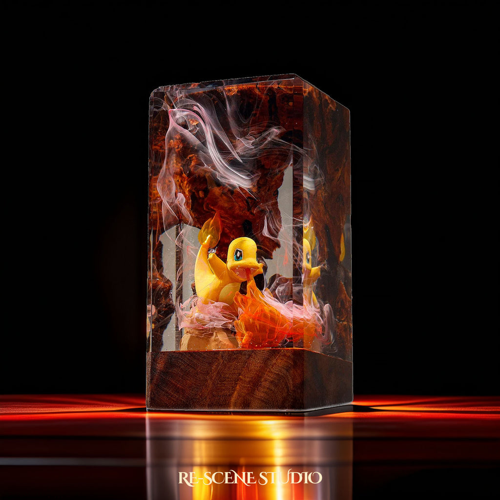 Charmander Resin Epoxy Lamp Multicolor / Size XL: 16 x 7 x 7 (cm) – Handmade Epoxy Resin Lamp by Rescene Studio | Rescene Studio