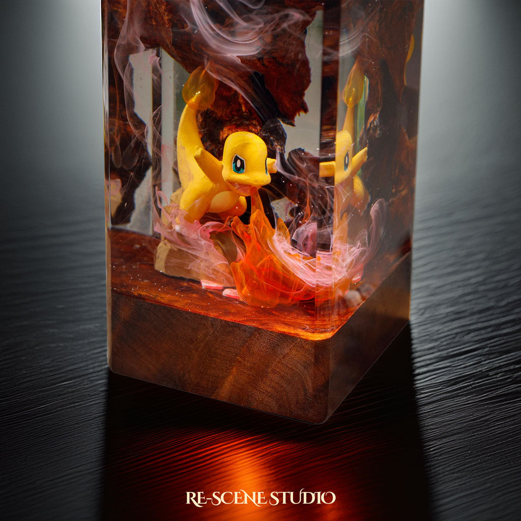 Charmander Resin Epoxy Lamp Multicolor / Size XL: 16 x 7 x 7 (cm) – Handmade Epoxy Resin Lamp by Rescene Studio | Rescene Studio