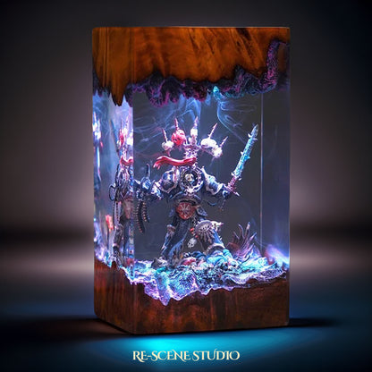 Corrupted Armored Crusader Resin Lamp — Handcrafted Epoxy Resin LED Lamp | Unique Ambient Decor & Collector's Gift
