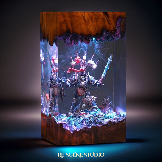 Corrupted Armored Crusader Resin Lamp — Handcrafted Epoxy Resin LED Lamp | Unique Ambient Decor & Collector's Gift