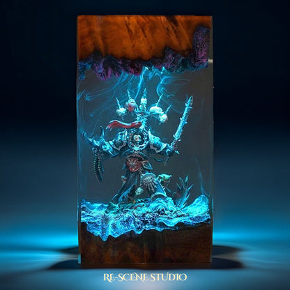 Corrupted Armored Crusader Resin Lamp — Side Profile View | Handmade Pop-Culture Resin Art, Perfect Themed Gift