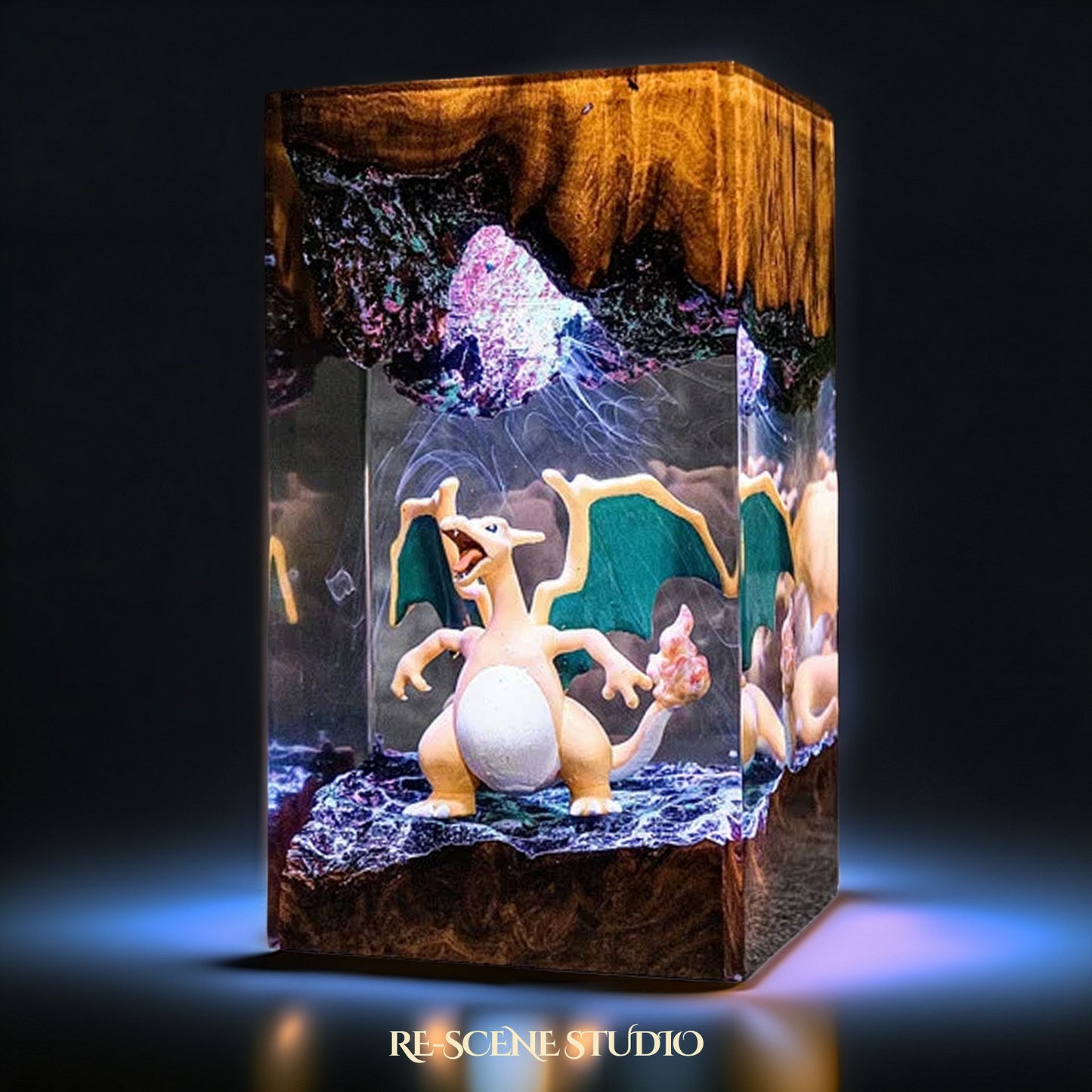 Volcanic Wyrm Resin Lamp — Detailed Display | Premium 3D Resin Diorama with RGB Color-Changing Light