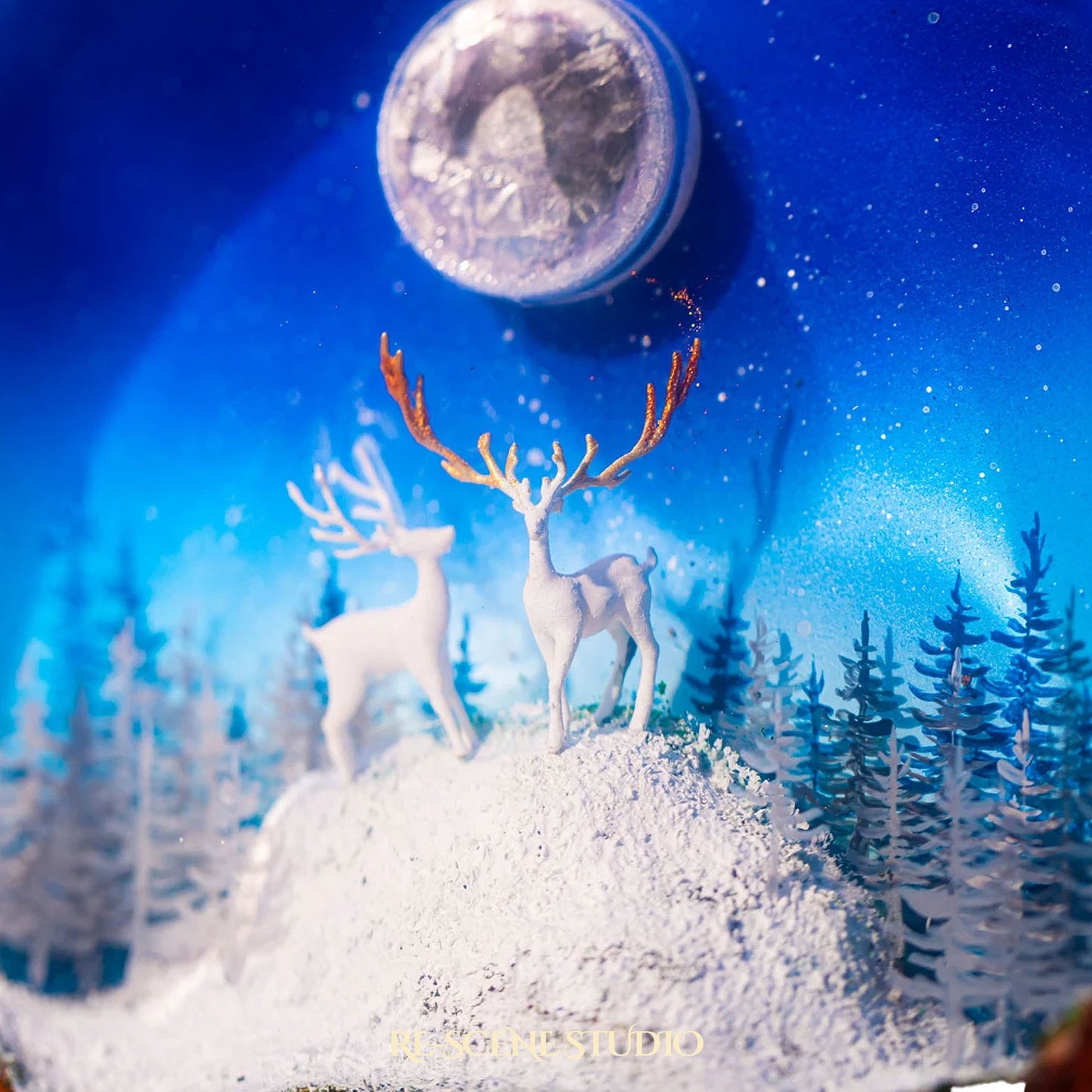 Moonlit Forest Epoxy Resin Globe Lamp Multicolor / Size M: 13 x 12 (cm) – Handmade Resin Lamp by Rescene Studio | Rescene Studio