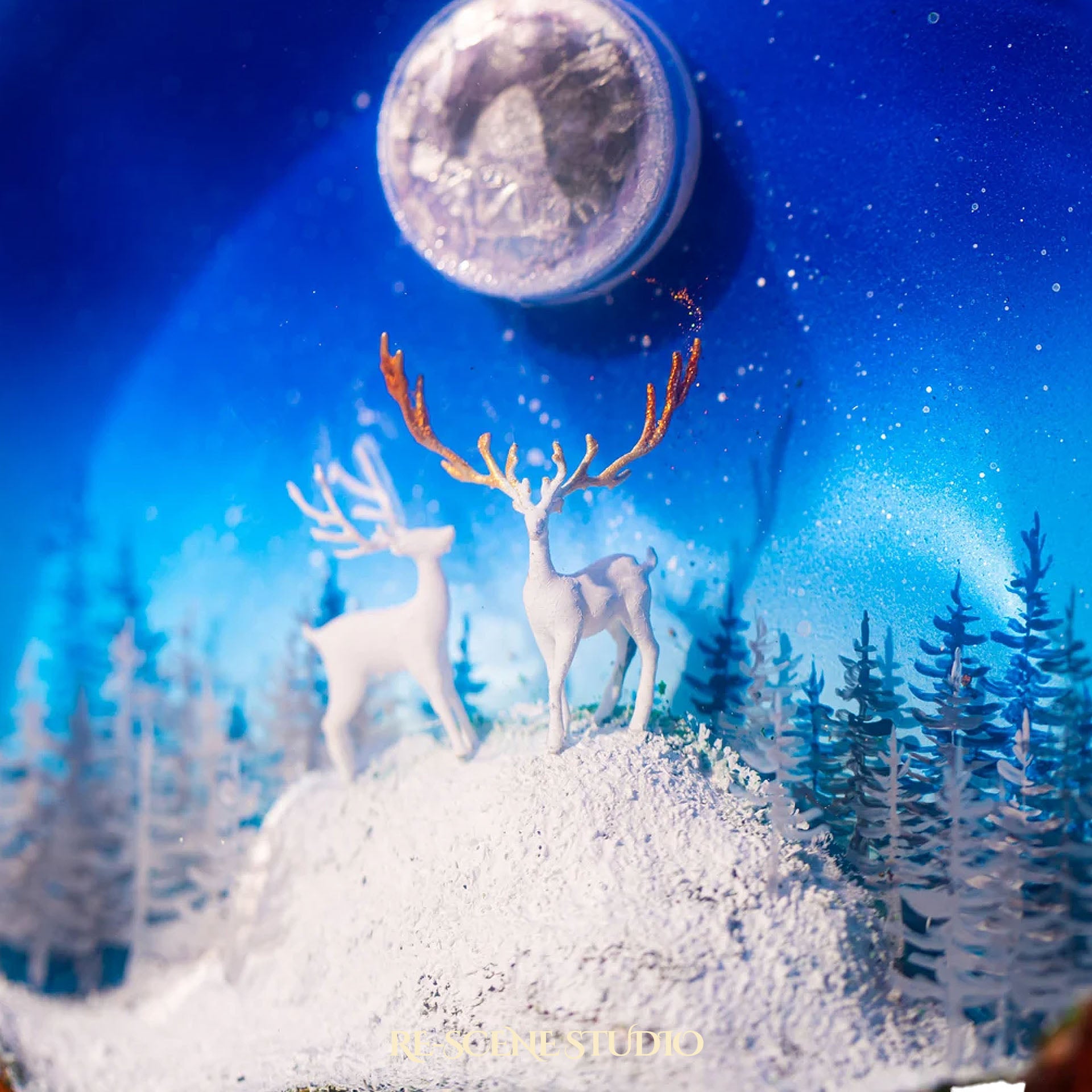 Moonlit Forest Epoxy Resin Globe Lamp Multicolor / Size M: 13 x 12 (cm) – Handmade Epoxy Resin Lamp by Rescene Studio | Rescene Studio