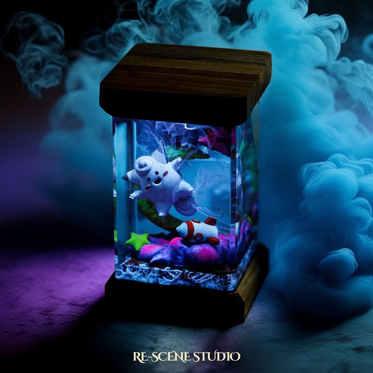 Clefairy Cosmic Dream Resin Epoxy Lamp Multicolor / Size M: 6 x 6 x 12 (cm) – Handmade Resin Lamp by Rescene Studio | Rescene Studio