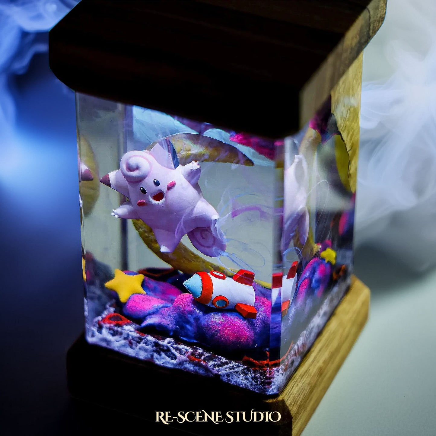 Clefairy Cosmic Dream Resin Epoxy Lamp Multicolor / Size M: 6 x 6 x 12 (cm) – Handmade Resin Lamp by Rescene Studio | Rescene Studio