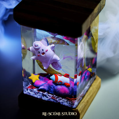 Clefairy Cosmic Dream Resin Epoxy Lamp Multicolor / Size M: 6 x 6 x 12 (cm) – Handmade Resin Lamp by Rescene Studio | Rescene Studio