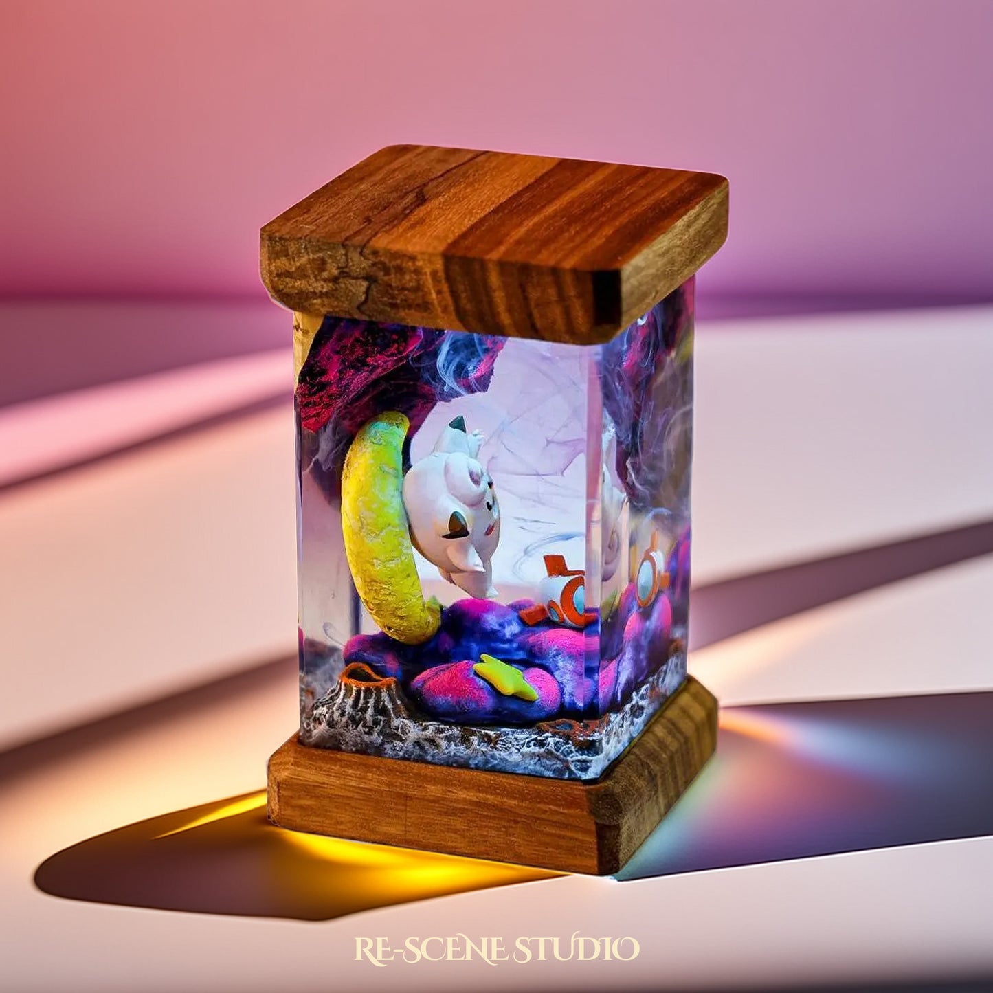 Clefairy Cosmic Dream Resin Epoxy Lamp Multicolor / Size M: 6 x 6 x 12 (cm) – Handmade Resin Lamp by Rescene Studio | Rescene Studio