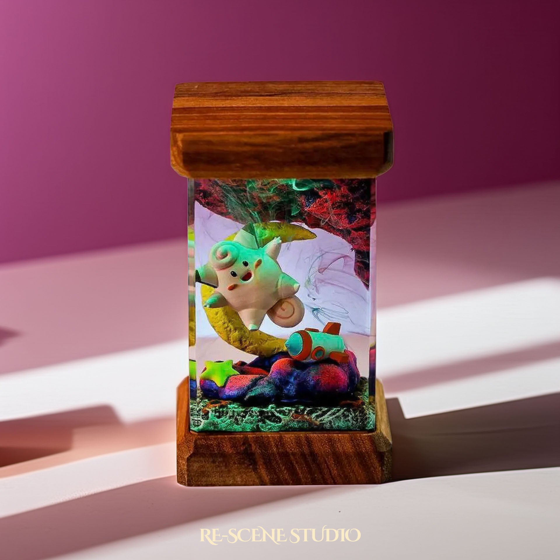 Clefairy Cosmic Dream Resin Epoxy Lamp Multicolor / Size M: 6 x 6 x 12 (cm) – Handmade Epoxy Resin Lamp by Rescene Studio | Rescene Studio
