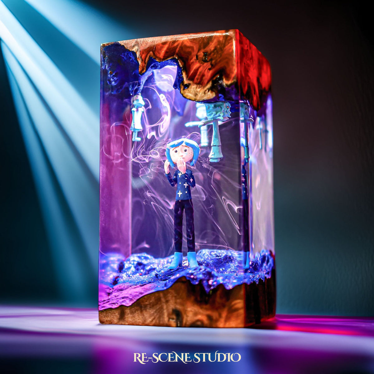 Coraline Resin Lamp, handcrafted epoxy resin LED lamp