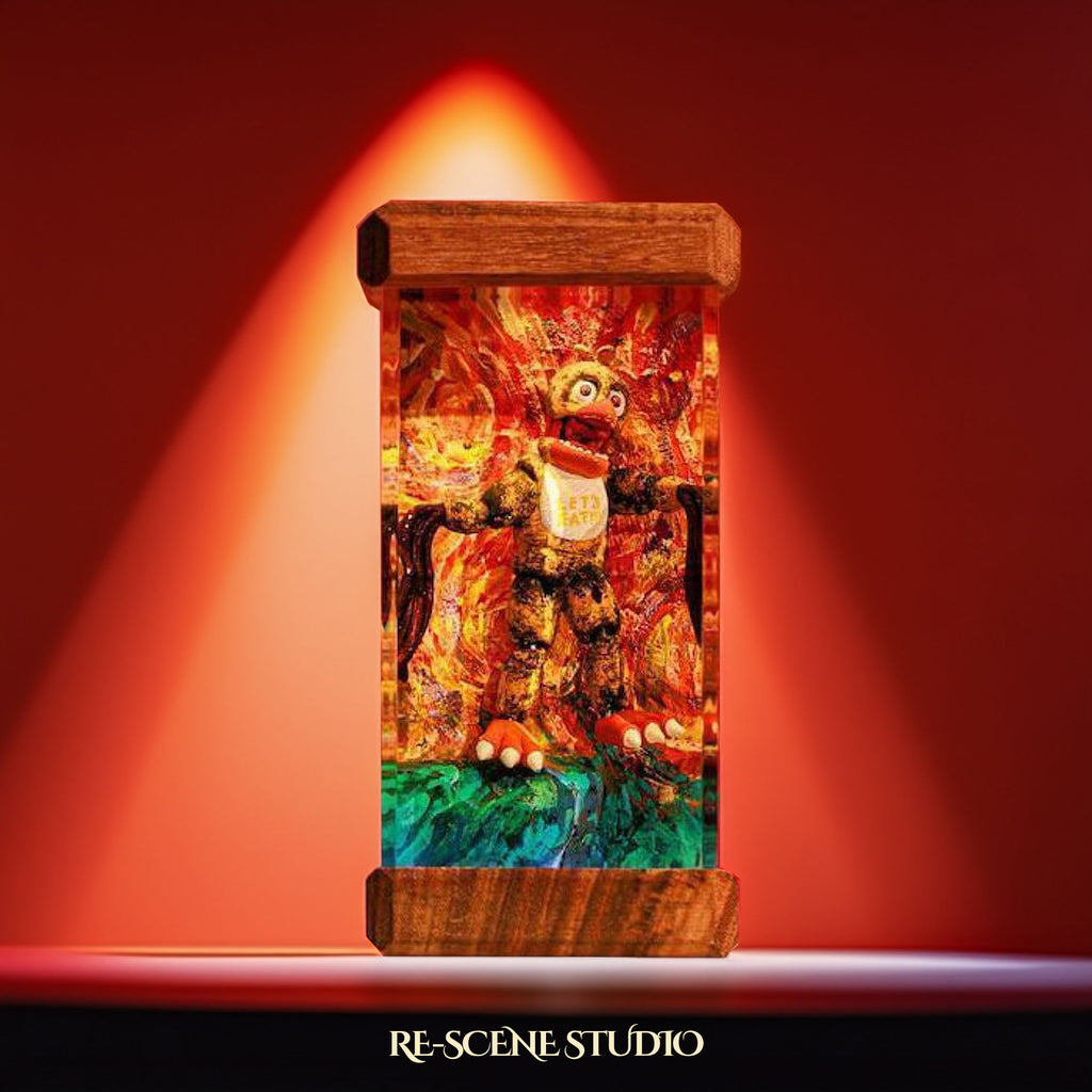 Creepy Chica Resin Epoxy Lamp Multicolor / Size M: 6 x 6 x 12 (cm) – Handmade Epoxy Resin Lamp by Rescene Studio | Rescene Studio