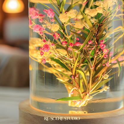 Gypsophila Dome Resin Lamp No Engraving – Handmade Epoxy Resin Lamp by Rescene Studio | Rescene Studio