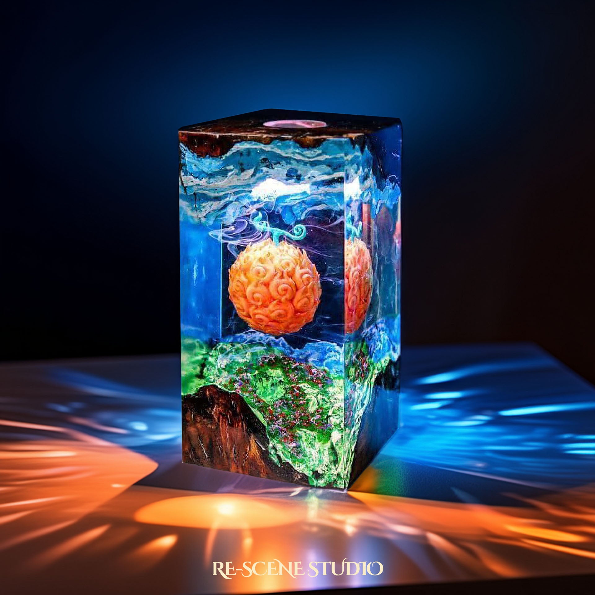 Mera Mera no Mi Resin Lamp - One Piece Multicolor / Size M – Handmade Epoxy Resin Lamp by Rescene Studio | Rescene Studio