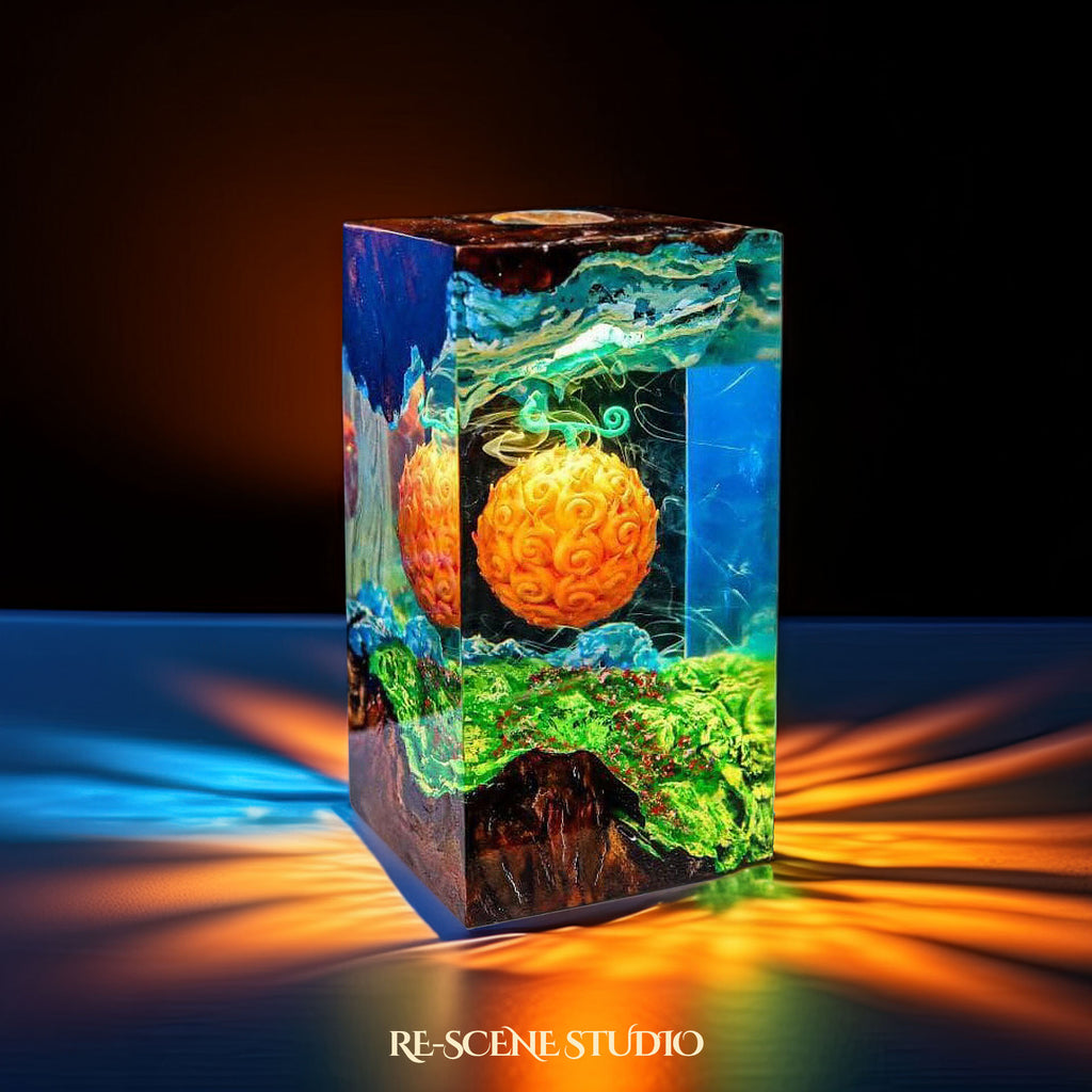 Mera Mera no Mi Resin Lamp - One Piece Multicolor / Size M – Handmade Epoxy Resin Lamp by Rescene Studio | Rescene Studio