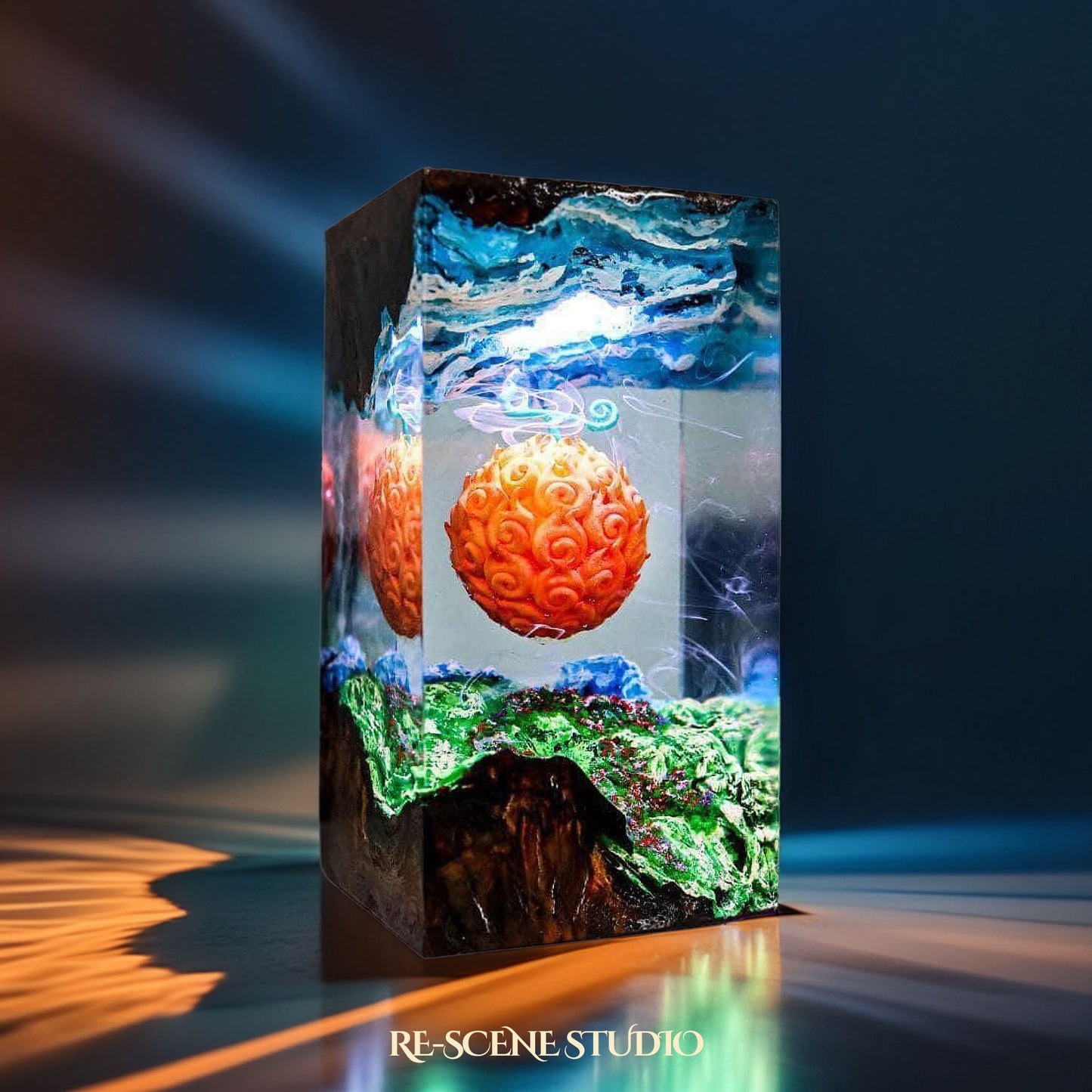 Mera Mera no Mi Resin Lamp - One Piece Multicolor / Size M – Handmade Resin Lamp by Rescene Studio | Rescene Studio