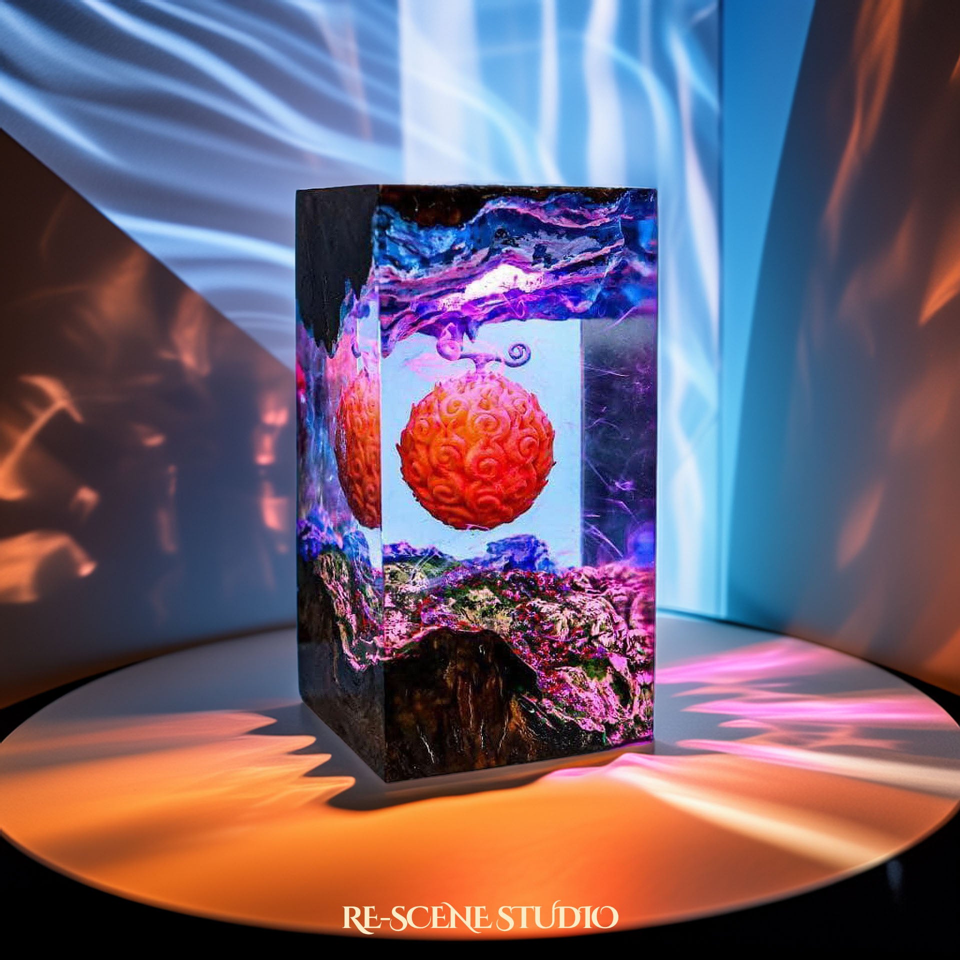 Mera Mera no Mi Resin Lamp - One Piece Multicolor / Size M – Handmade Epoxy Resin Lamp by Rescene Studio | Rescene Studio
