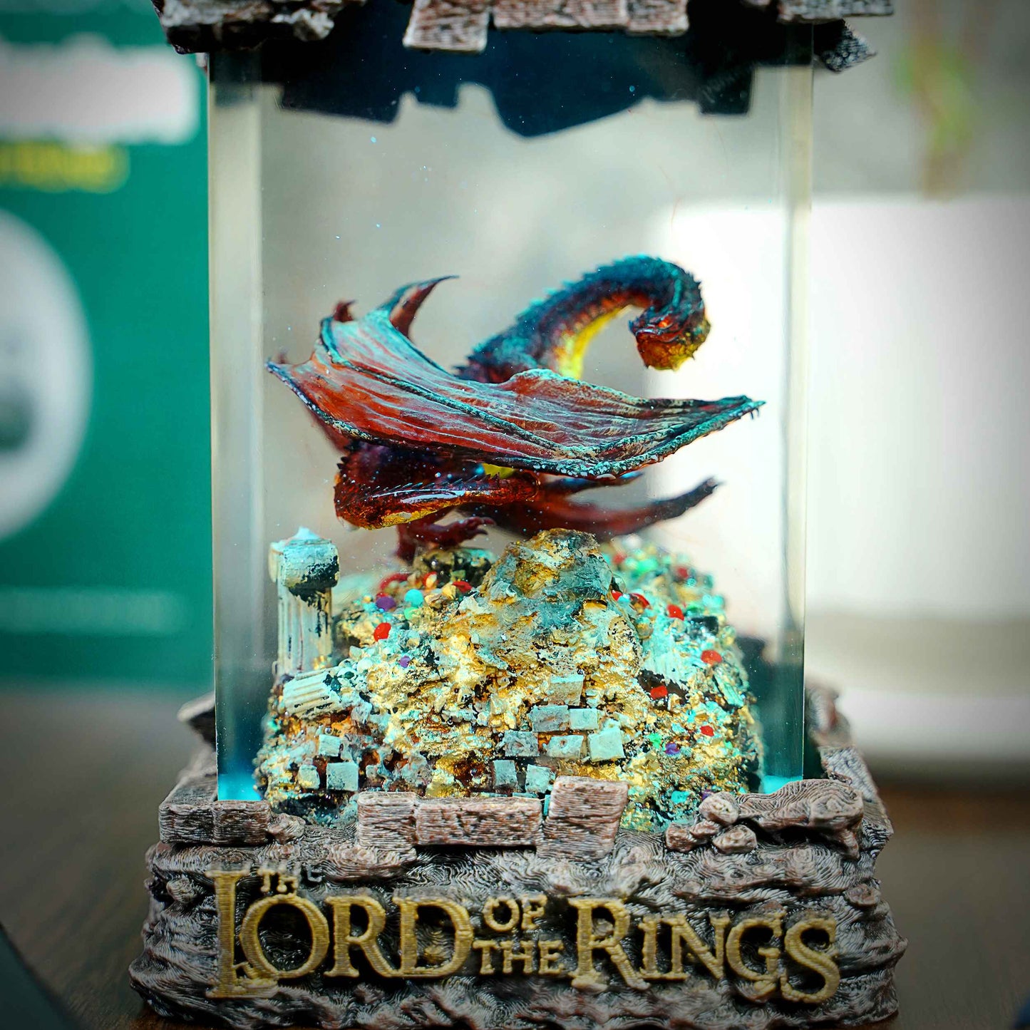 Smaug Resin Lamp – Lord of the Rings Multicolor / Size M – Handmade Resin Lamp by Rescene Studio | Rescene Studio