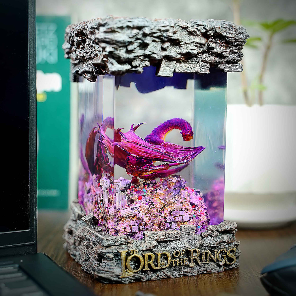Smaug Resin Lamp – Lord of the Rings Multicolor / Size M – Handmade Epoxy Resin Lamp by Rescene Studio | Rescene Studio