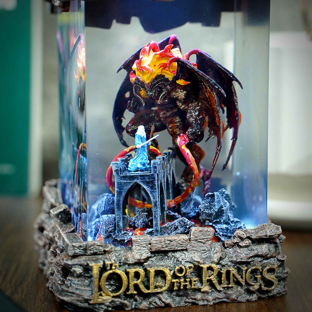 Balrog vs Gandalf Resin Lamp – The Lord of the Rings Multicolor / Size M – Handmade Epoxy Resin Lamp by Rescene Studio | Rescene Studio