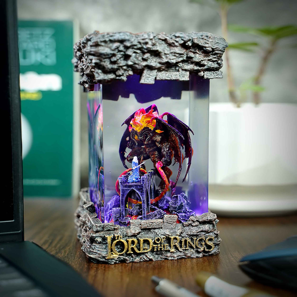 Balrog vs Gandalf Resin Lamp – The Lord of the Rings Multicolor / Size M – Handmade Epoxy Resin Lamp by Rescene Studio | Rescene Studio