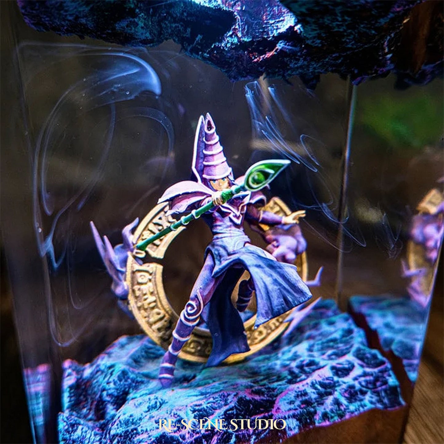 Robed Spellcaster Resin Lamp — Side Profile View | Handmade Pop-Culture Resin Art, Perfect Themed Gift