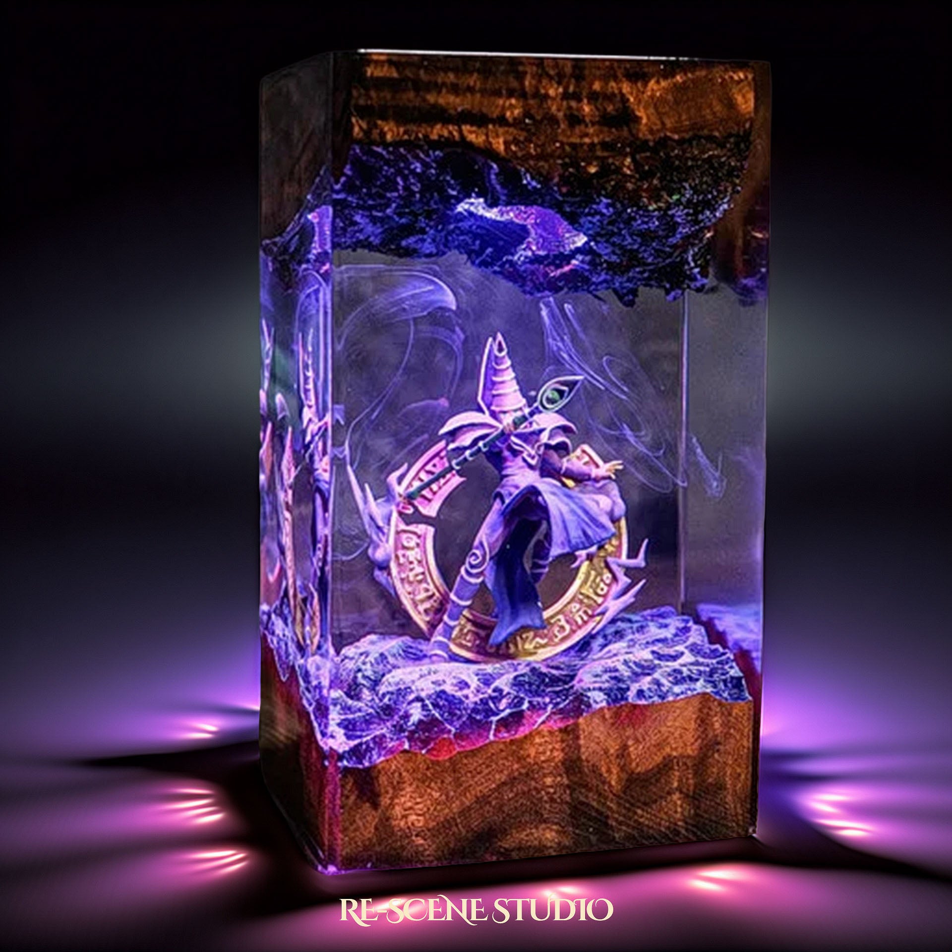 Robed Spellcaster Resin Lamp — Display Setup | Artisan Resin Art Lamp, Ambient Light for Home or Office