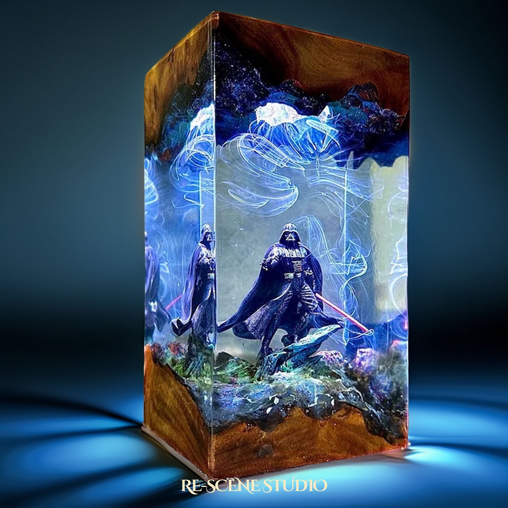 Black-Masked Lord Resin Lamp V2 — Detailed Display | Premium 3D Resin Diorama with RGB Color-Changing Light