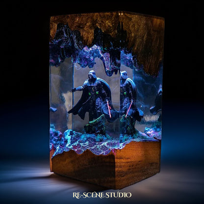 Black-Masked Lord Resin Lamp V2 — Side Profile View | Handmade Pop-Culture Resin Art, Perfect Themed Gift
