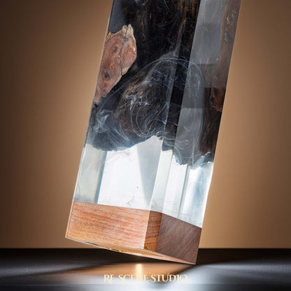 Deep Black Ocean Resin Epoxy Lamp Multicolor / Size M: 12 x 6 x 6 (cm) – Handmade Resin Lamp by Rescene Studio | Rescene Studio