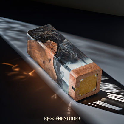 Deep Black Ocean Resin Epoxy Lamp Multicolor / Size M: 12 x 6 x 6 (cm) – Handmade Resin Lamp by Rescene Studio | Rescene Studio