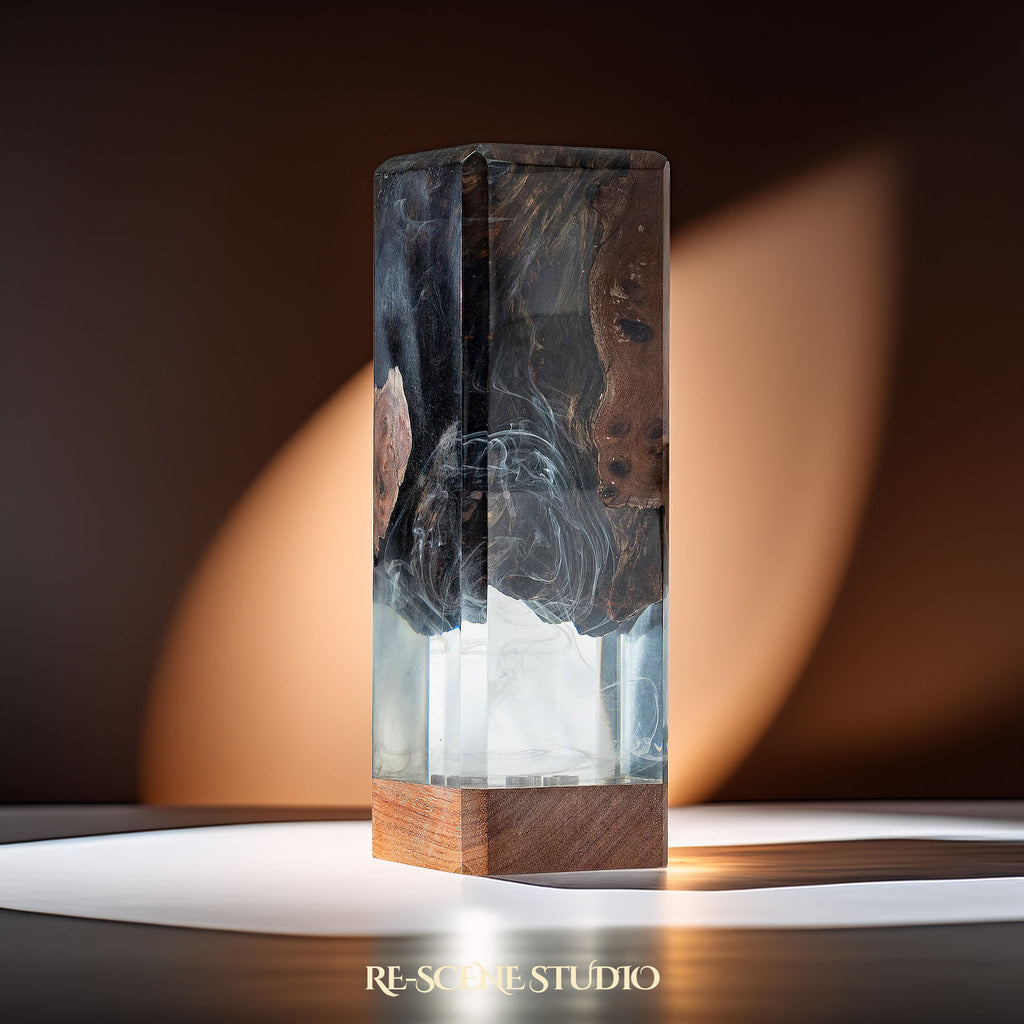 Deep Black Ocean Resin Epoxy Lamp Multicolor / Size M: 12 x 6 x 6 (cm) – Handmade Epoxy Resin Lamp by Rescene Studio | Rescene Studio