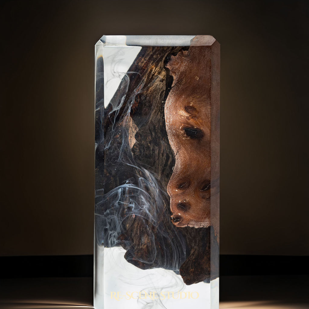 Deep Black Ocean Resin Epoxy Lamp Multicolor / Size M: 12 x 6 x 6 (cm) – Handmade Epoxy Resin Lamp by Rescene Studio | Rescene Studio