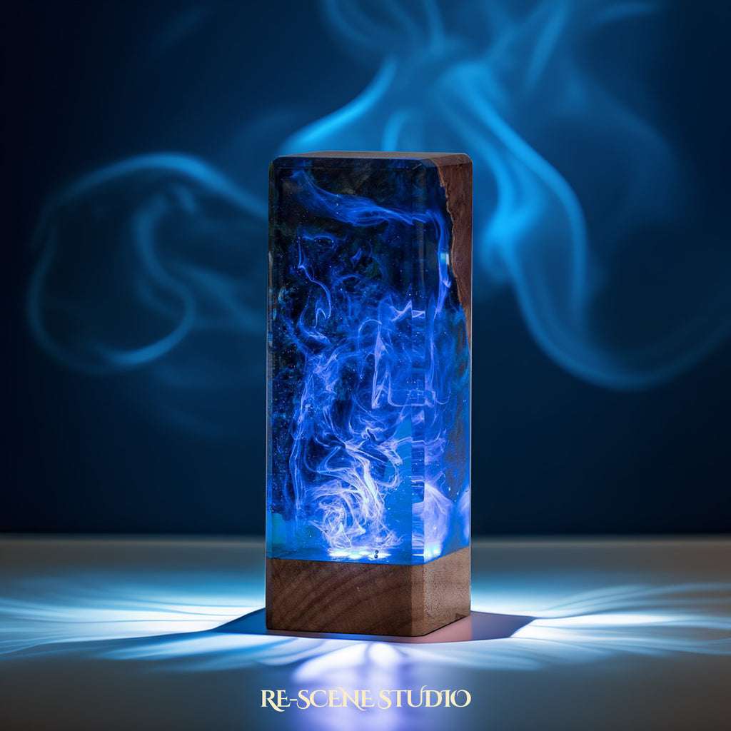 Deep Blue Ocean Resin Epoxy Lamp Multicolor / Size M: 12 x 6 x 6 (cm) – Handmade Epoxy Resin Lamp by Rescene Studio | Rescene Studio