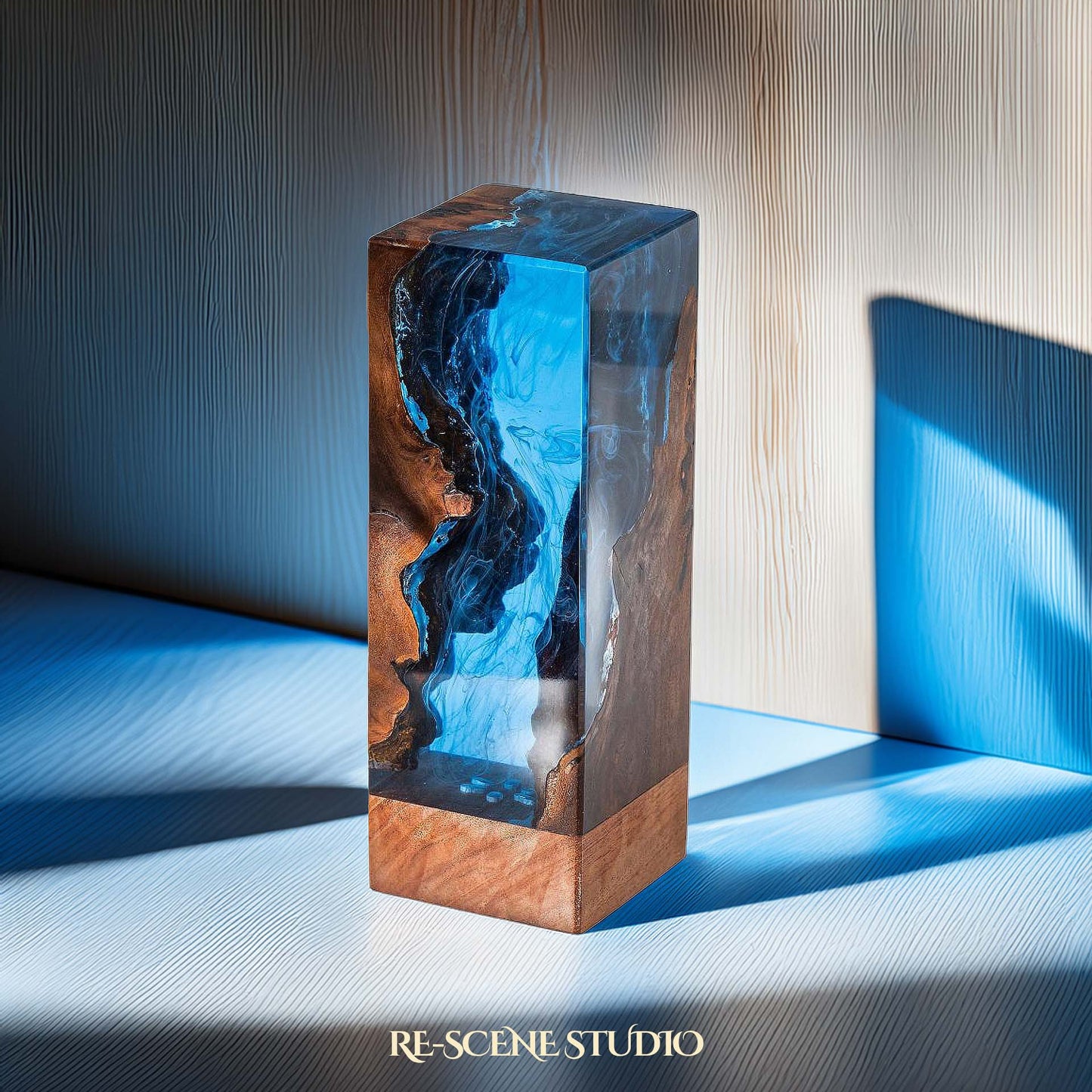 Deep Blue Ocean Resin Epoxy Lamp Multicolor / Size M: 12 x 6 x 6 (cm) – Handmade Resin Lamp by Rescene Studio | Rescene Studio