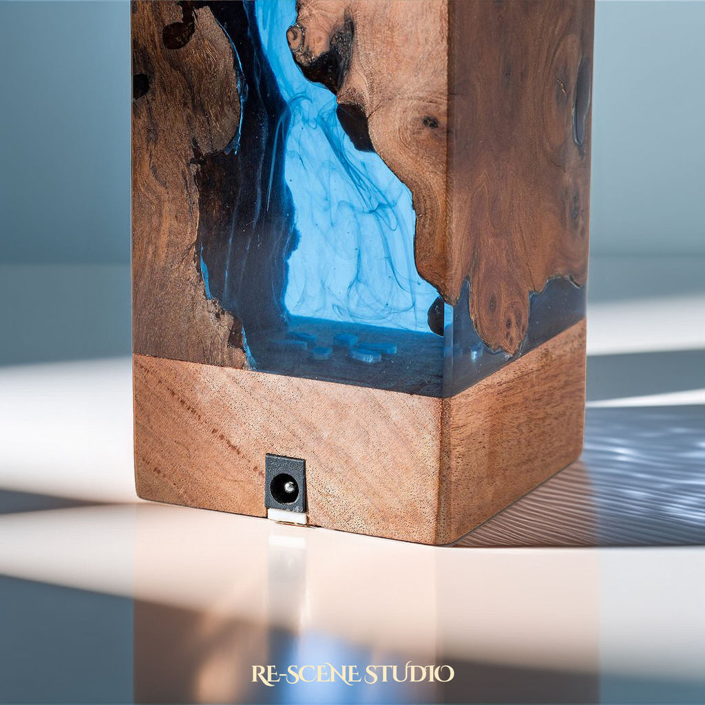 Deep Blue Ocean Resin Epoxy Lamp Multicolor / Size M: 12 x 6 x 6 (cm) – Handmade Epoxy Resin Lamp by Rescene Studio | Rescene Studio