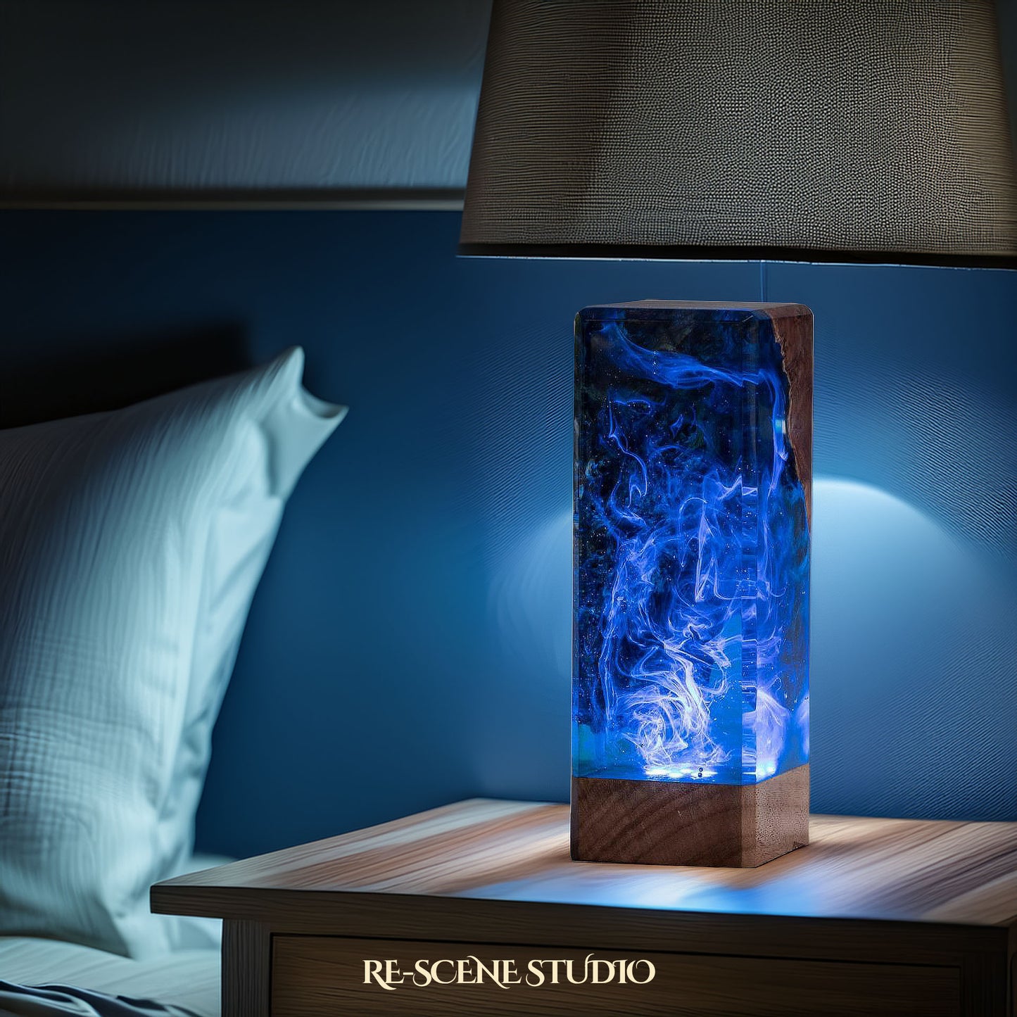 Deep Blue Ocean Resin Epoxy Lamp Multicolor / Size M: 12 x 6 x 6 (cm) – Handmade Resin Lamp by Rescene Studio | Rescene Studio