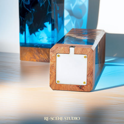 Deep Blue Ocean Resin Epoxy Lamp Multicolor / Size M: 12 x 6 x 6 (cm) – Handmade Resin Lamp by Rescene Studio | Rescene Studio
