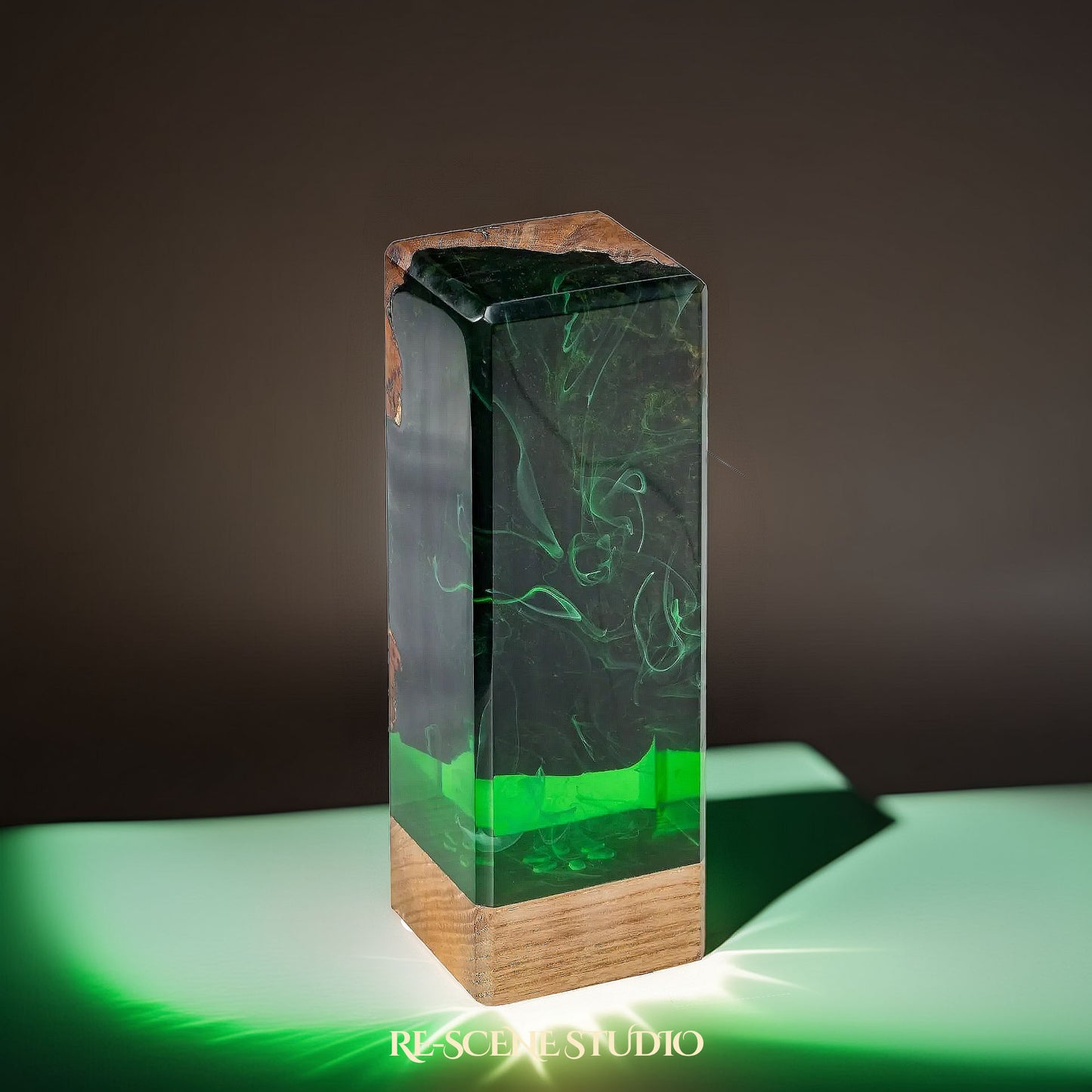 Deep Green Forest Resin Epoxy Lamp Multicolor / Size M: 12 x 6 x 6 (cm) – Handmade Resin Lamp by Rescene Studio | Rescene Studio