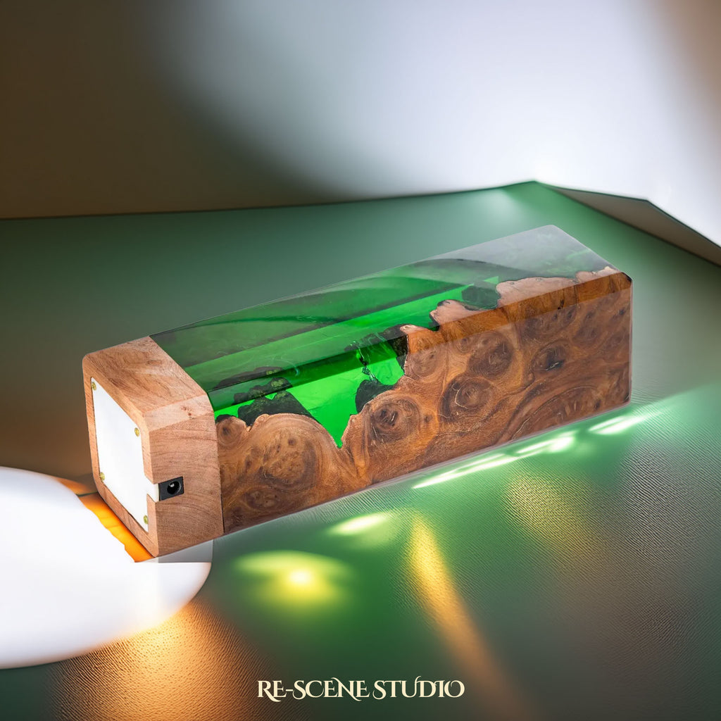 Deep Green Forest Resin Epoxy Lamp Multicolor / Size M: 12 x 6 x 6 (cm) – Handmade Epoxy Resin Lamp by Rescene Studio | Rescene Studio