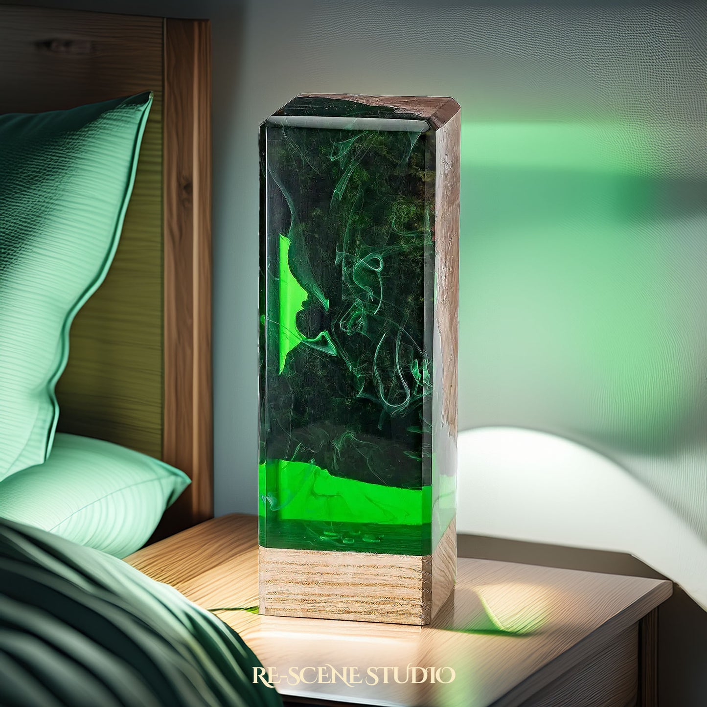 Deep Green Forest Resin Epoxy Lamp Multicolor / Size M: 12 x 6 x 6 (cm) – Handmade Resin Lamp by Rescene Studio | Rescene Studio