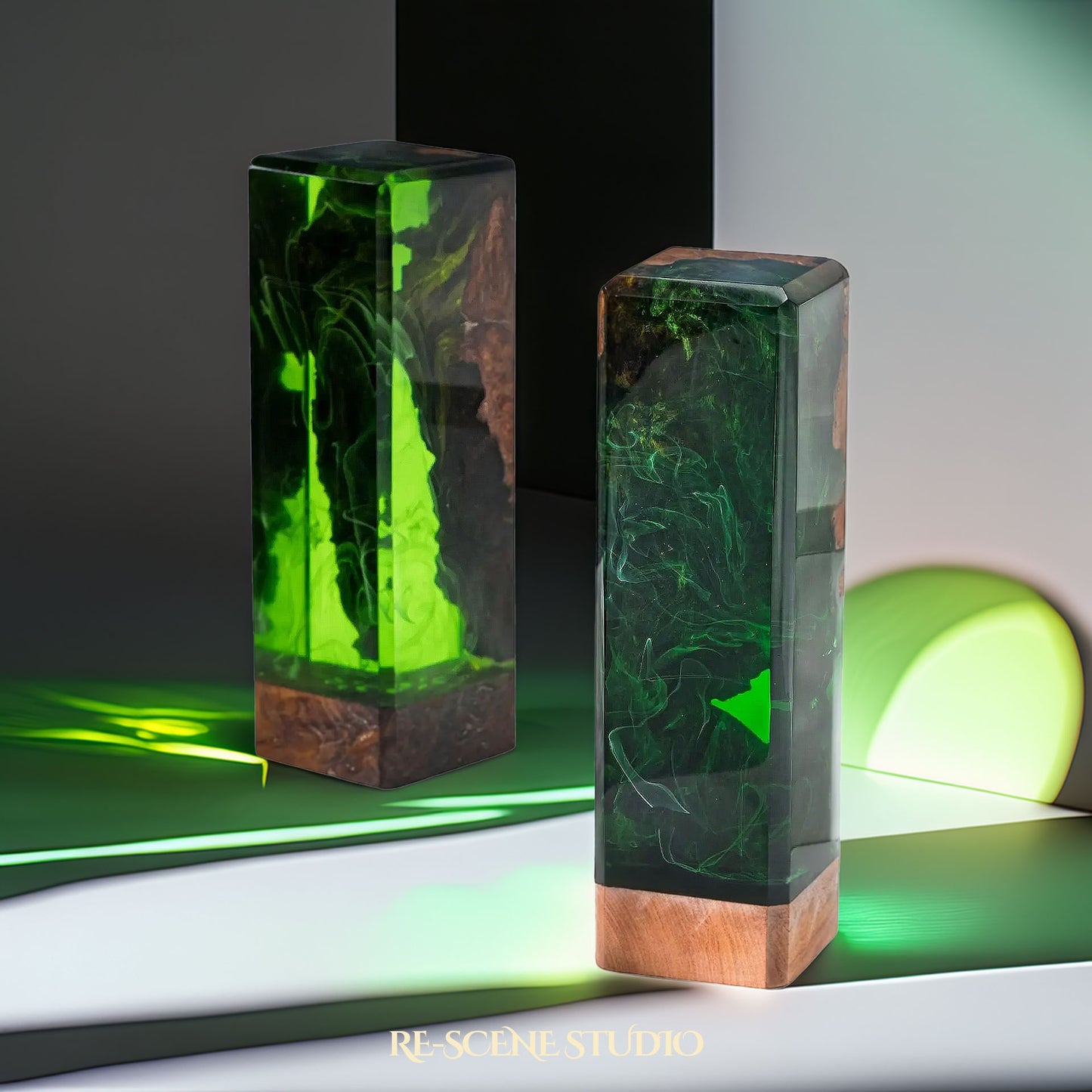 Deep Green Forest Resin Epoxy Lamp Multicolor / Size M: 12 x 6 x 6 (cm) – Handmade Resin Lamp by Rescene Studio | Rescene Studio