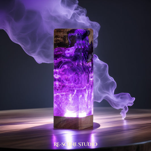 Deep Violet Ocean Resin Lamp Multicolor / Size M: 12 x 6 x 6 (cm), Handmade Epoxy Resin Lamp