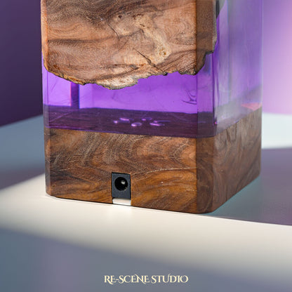 Deep Violet Ocean Resin Epoxy Lamp Multicolor / Size M: 12 x 6 x 6 (cm) – Handmade Resin Lamp by Rescene Studio | Rescene Studio