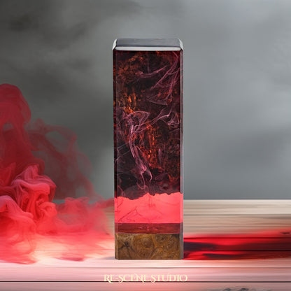 Deep Red Ocean Resin Lamp Multicolor / Size M: 12 x 6 x 6 (cm), Handmade Epoxy Resin Lamp